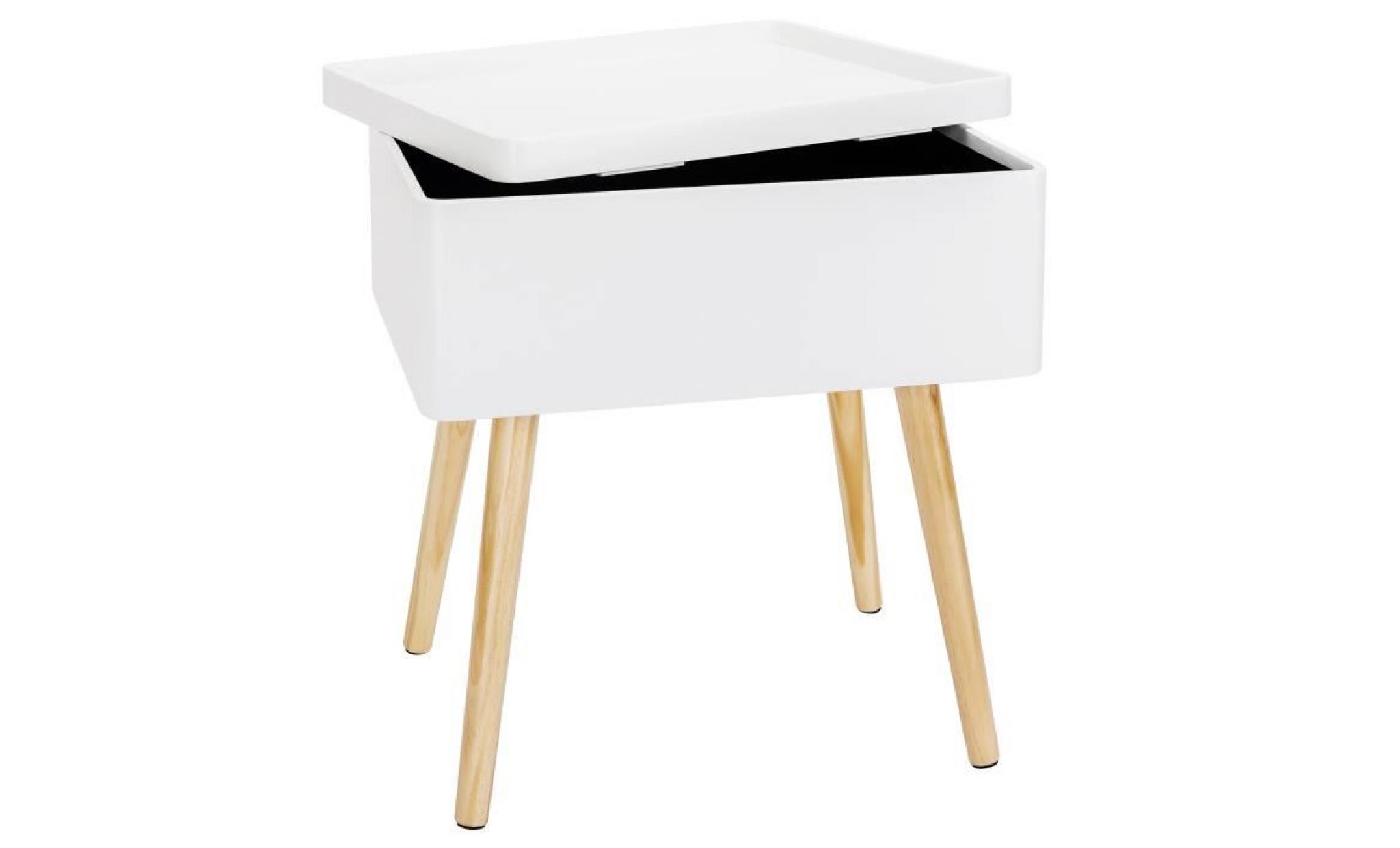 woltu table de chevet avec coffre de rangement, table basse, plateau en mdf, pieds en bois,40x34x50 cm,blanc pas cher