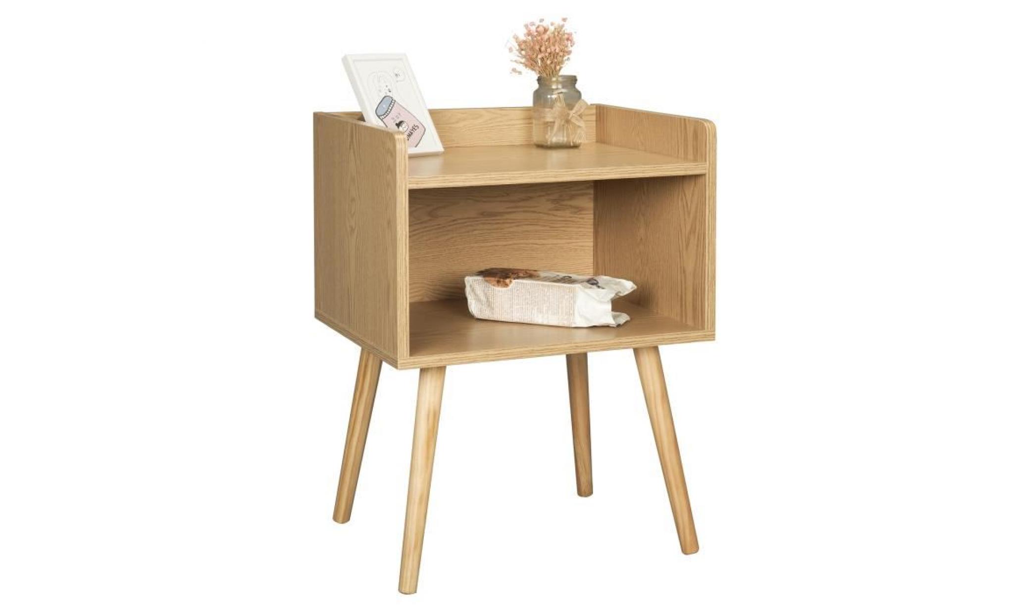 woltu table de chevet en bois,table d'appoint,table de nuit avec compartiment de rangement ouvert, chêne clair, 46x38x60 cm