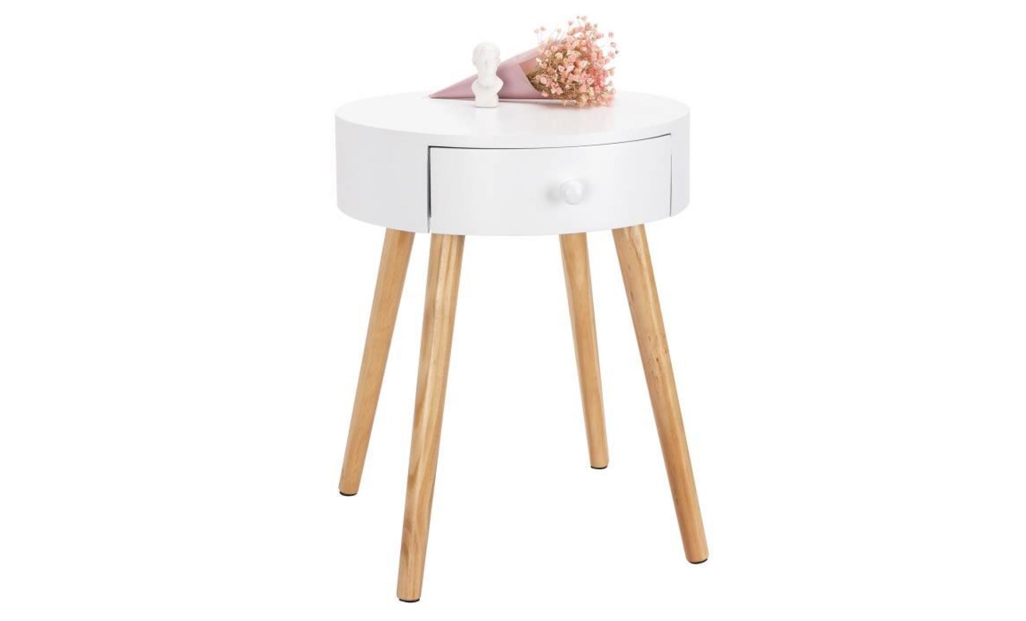 woltu table de chevet, table basse avec tiroir de rangement, plateau en mdf, pieds en bois, 38x38x48 cm, blanc