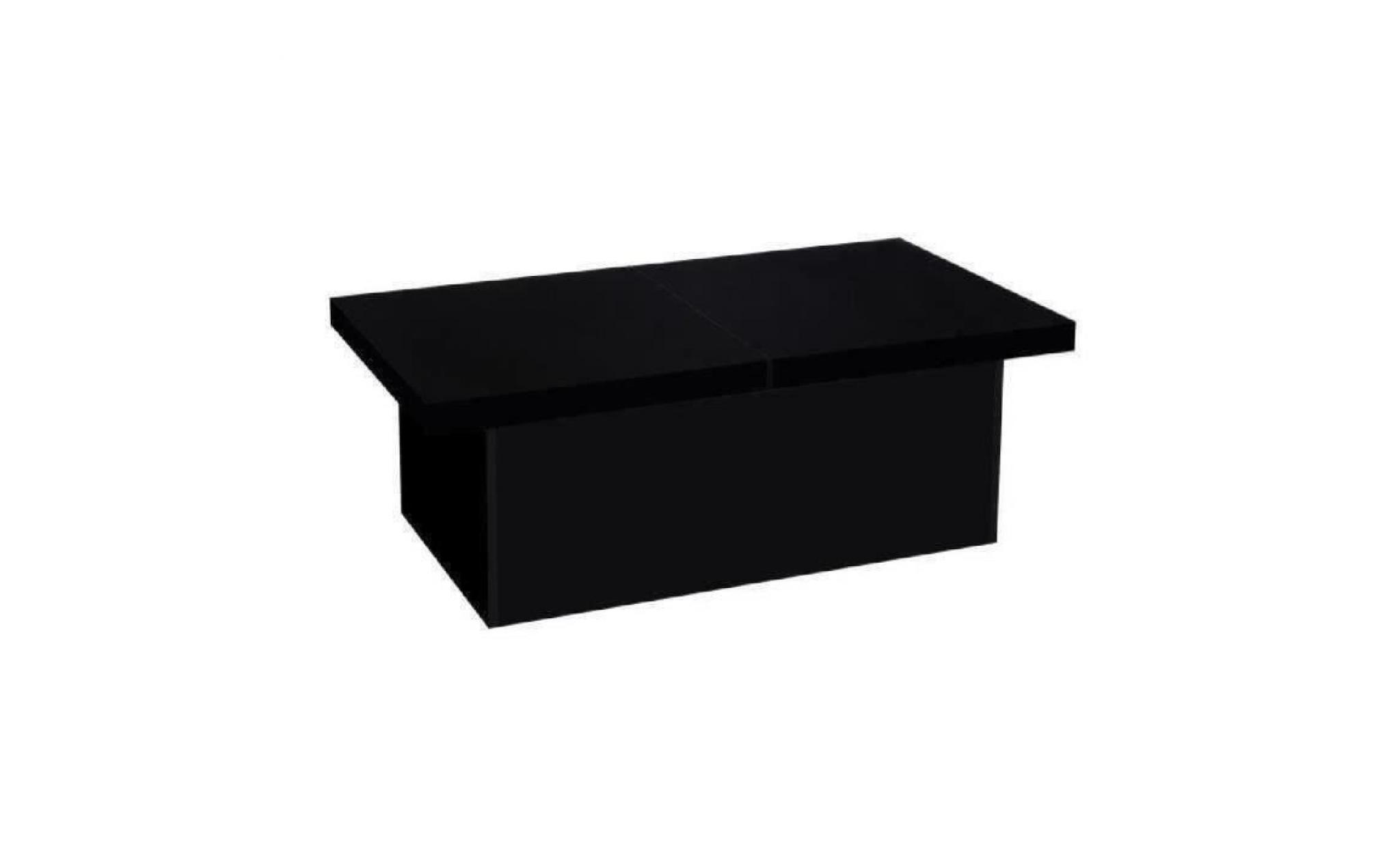 wonderland table basse extensible style contemporain noir brillant   l 110 142 x l 60 cm pas cher