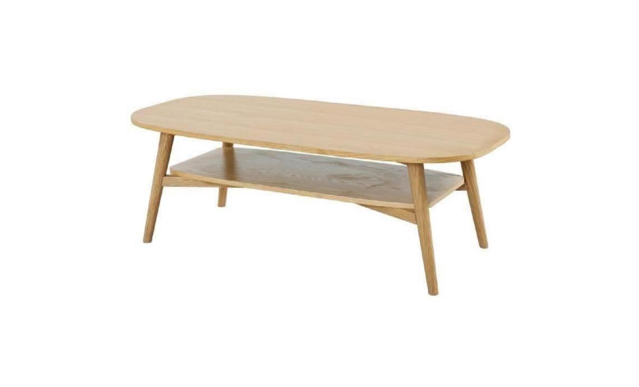 woody table basse style contemporain placage bois chêne verni mat   l 120 x l 60 cm