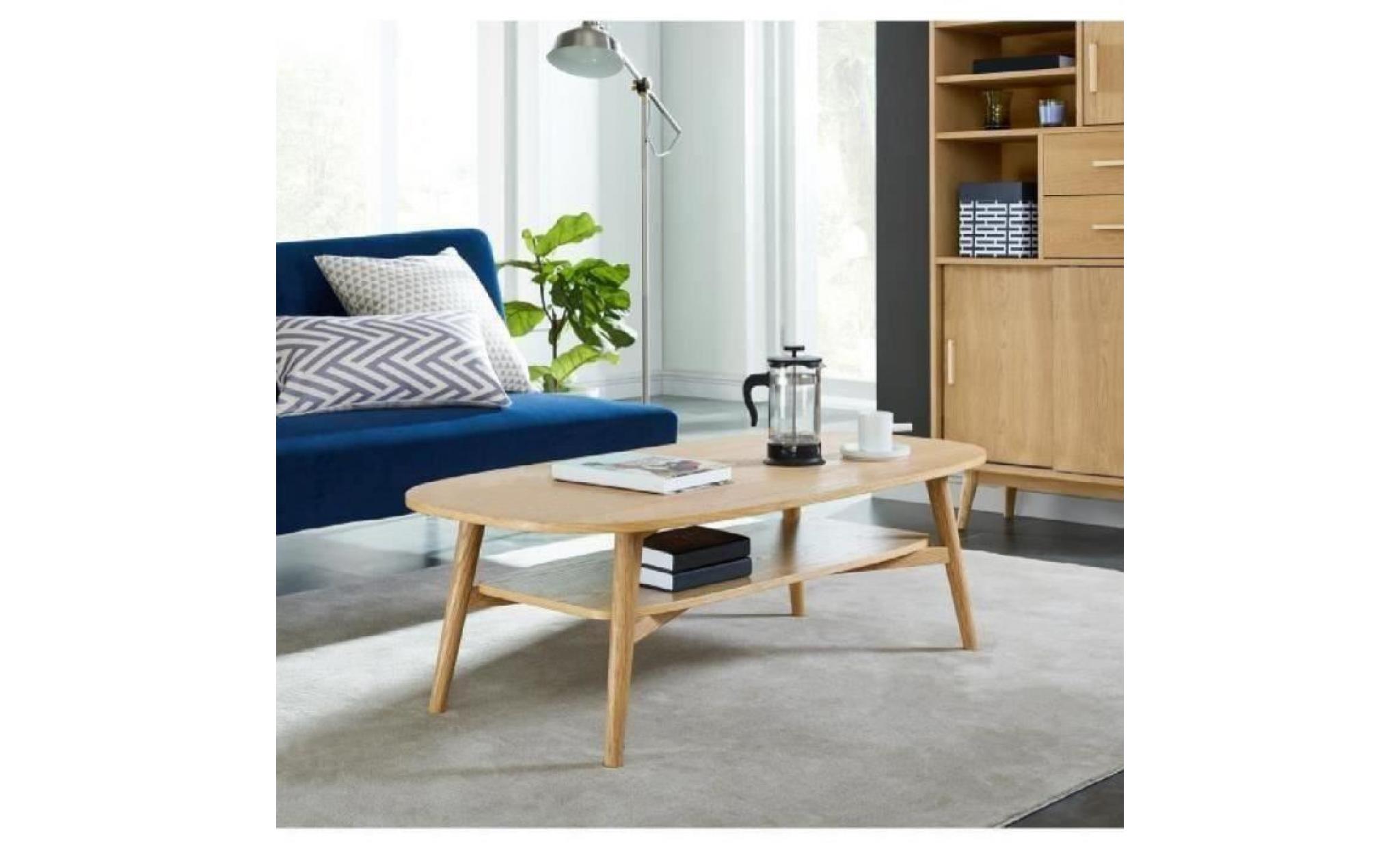woody table basse style contemporain placage bois chêne verni mat   l 120 x l 60 cm pas cher