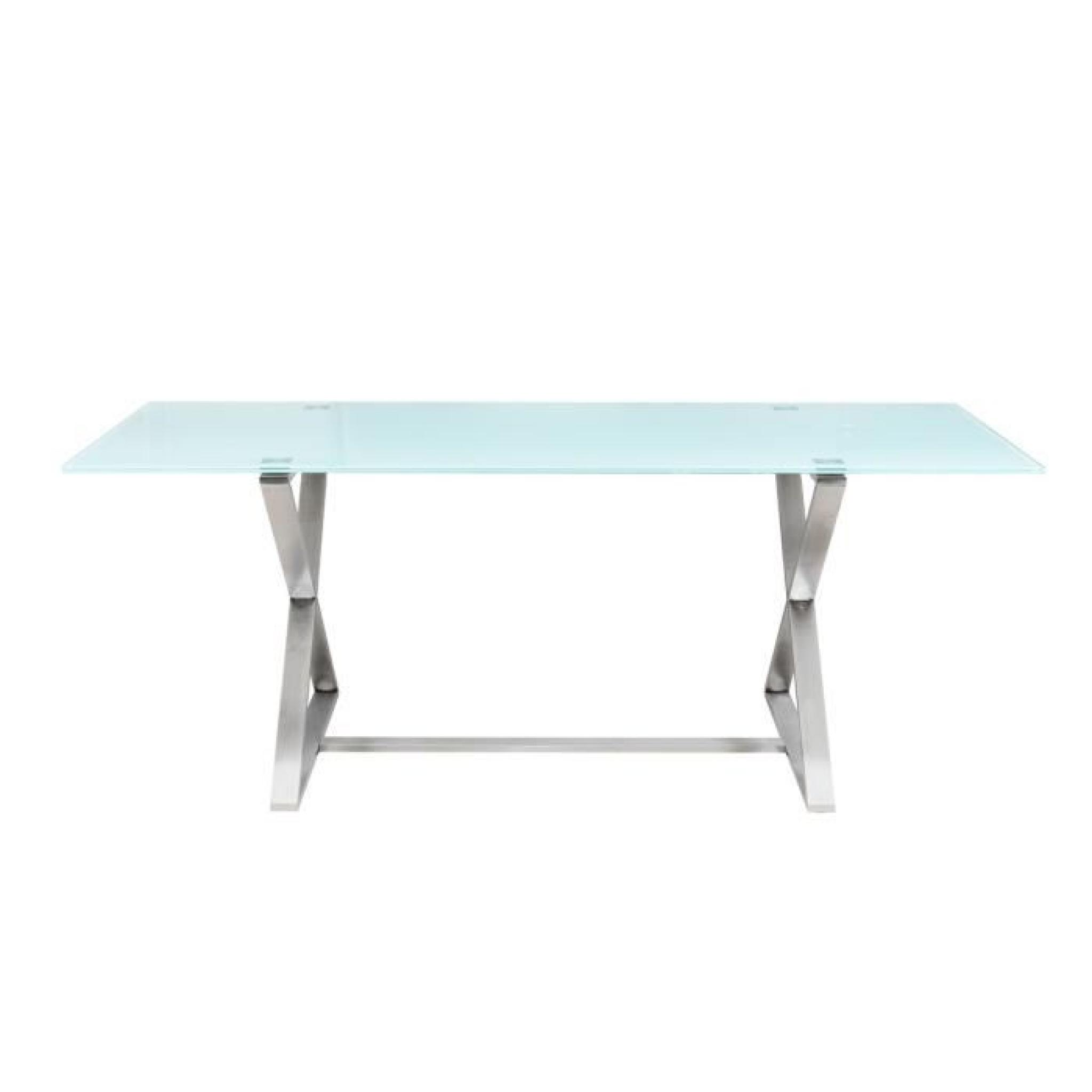 XAWA Table 200cm - Plateau en verre trempé - Blanc