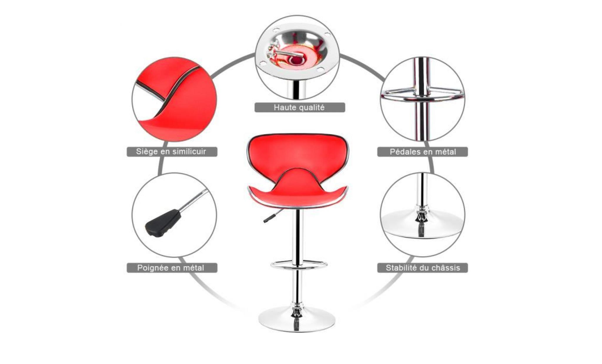 xia lot de 2 tabouret de bar réglable ,rouge ,chaise de bar pivotant ,tabourets de bar pas cher