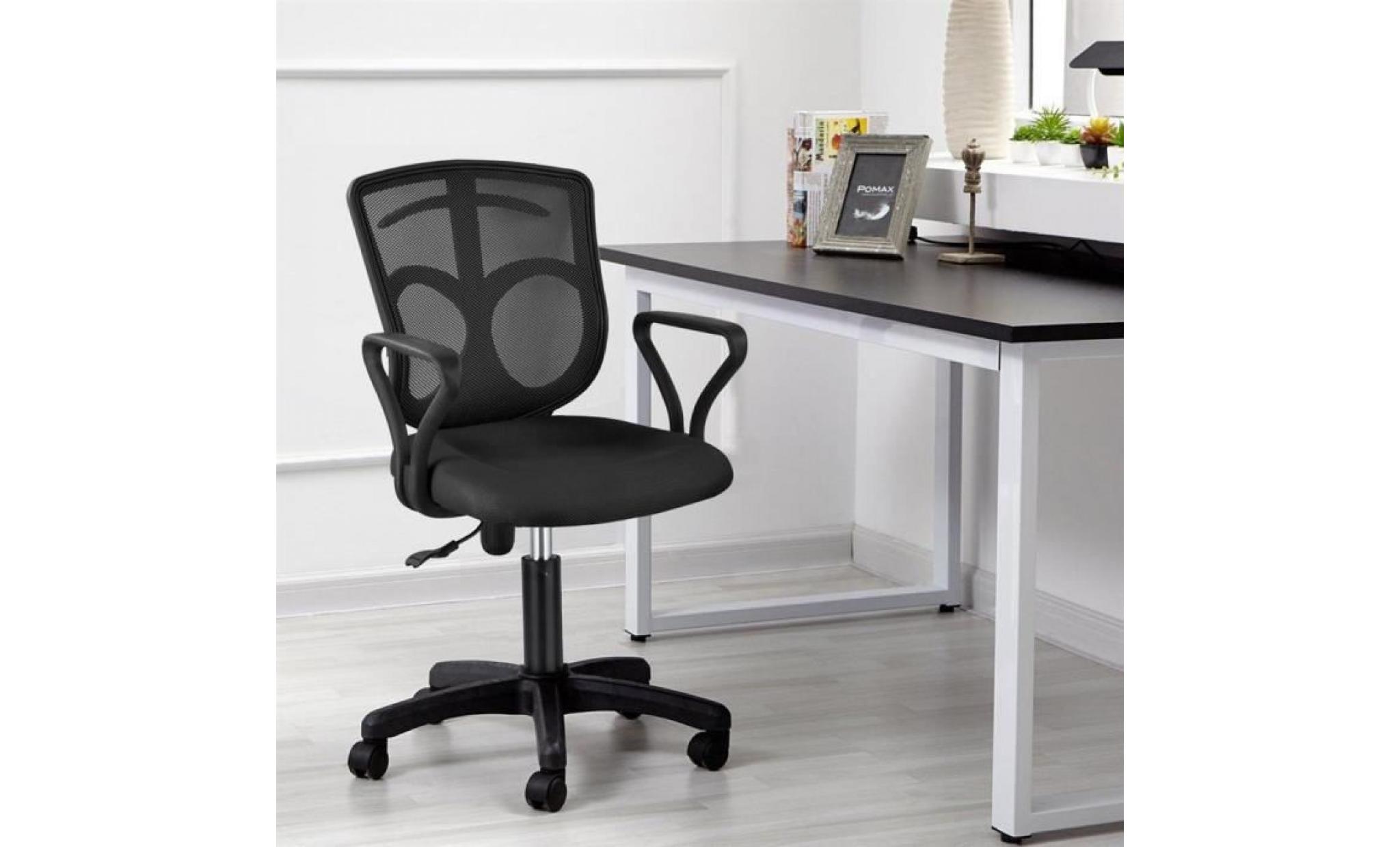 yaheetech chaise fauteuil de bureau pivotant hauteur réglable avec crochet pour vêtement sac accoudoirs chaise inclinable dossier