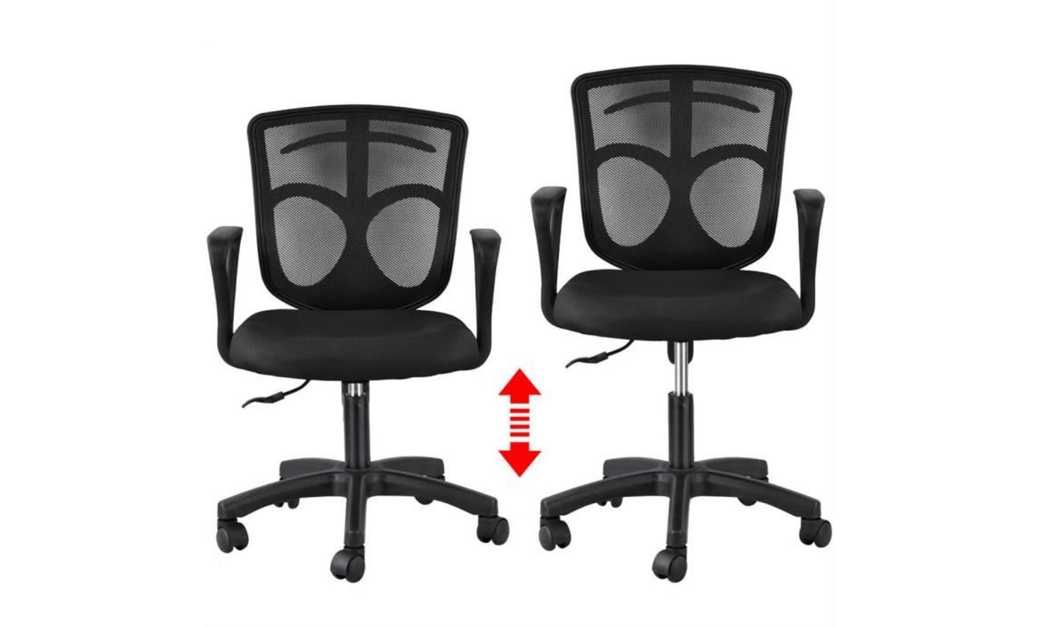 yaheetech chaise fauteuil de bureau pivotant hauteur réglable avec crochet pour vêtement sac accoudoirs chaise inclinable dossier pas cher