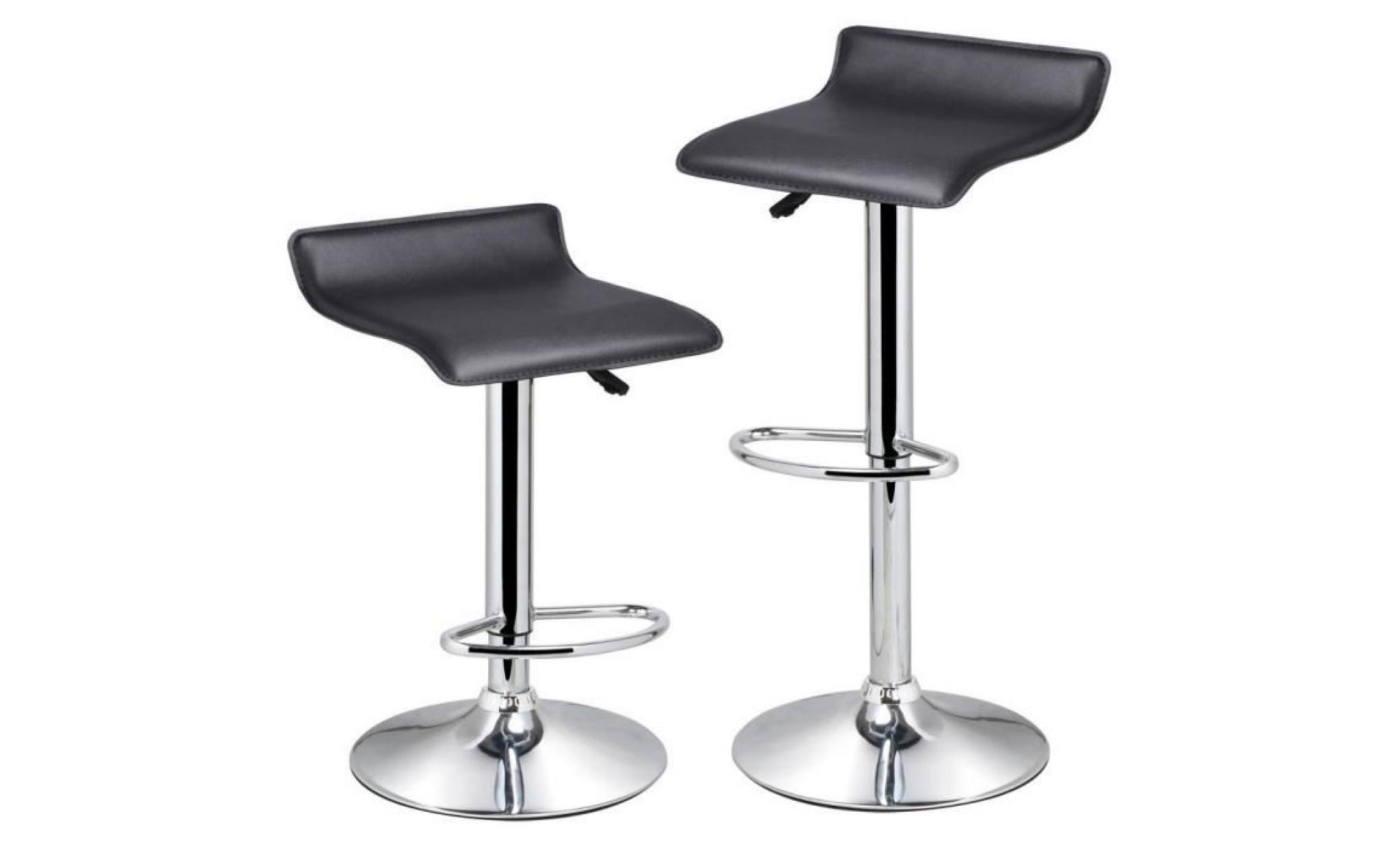 yaheetech tabourets de bar lot de 2 chaise fauteuil bistrot réglable pivotant siège design, en similicuir et acier chromé