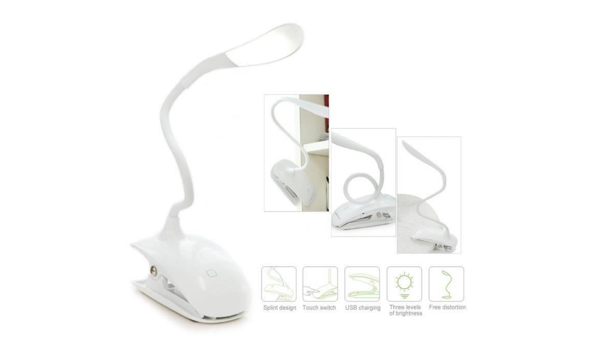 yier lampe de bureau sans fil à led tactile rechargeable flexible avec cable micro usb lampe de lecture réglable à pince veilleuse pas cher