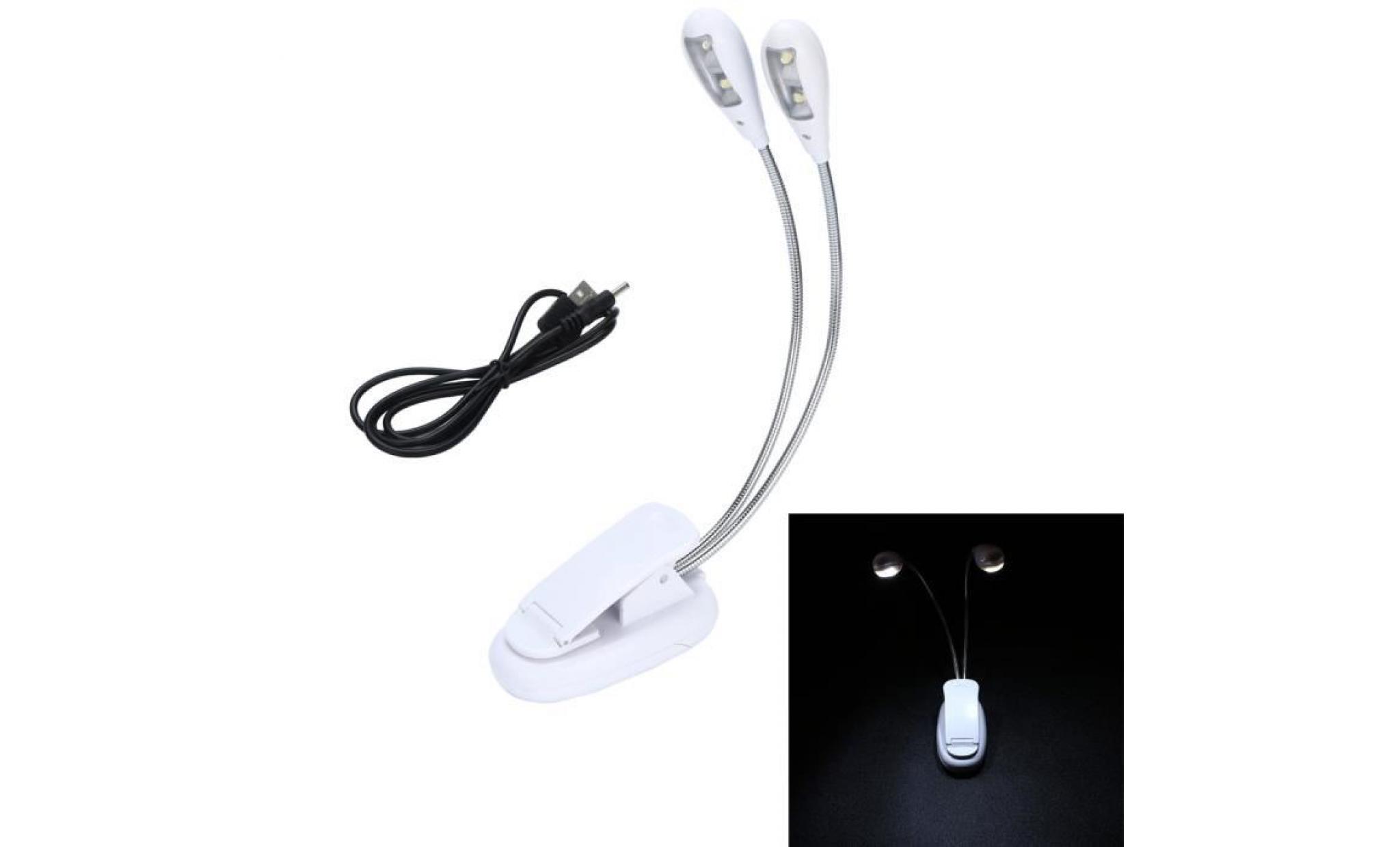 yum® mini led lampe de lecture usb rechargeable lumières double bras clip bureau lampe de table _love53