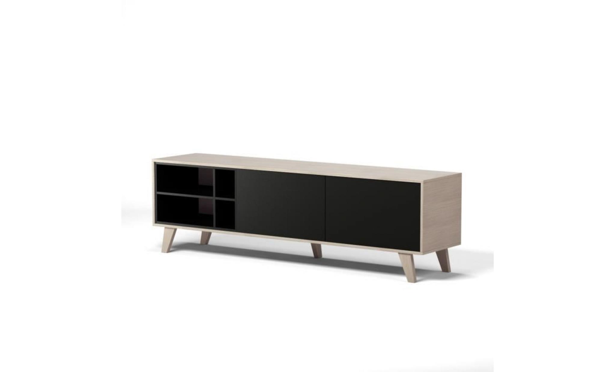 zaiken meuble tv scandinave gris anthracite et décor chêne   l 180 cm pas cher