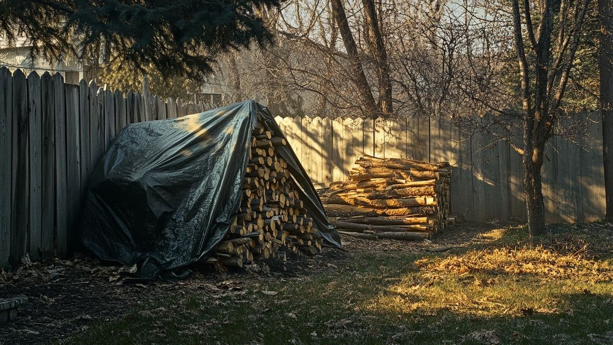 Bois chauffage bâché : avantages séchage et risques