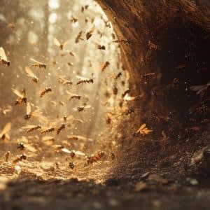 Nid guêpes sous toiture : dangers et destruction légale